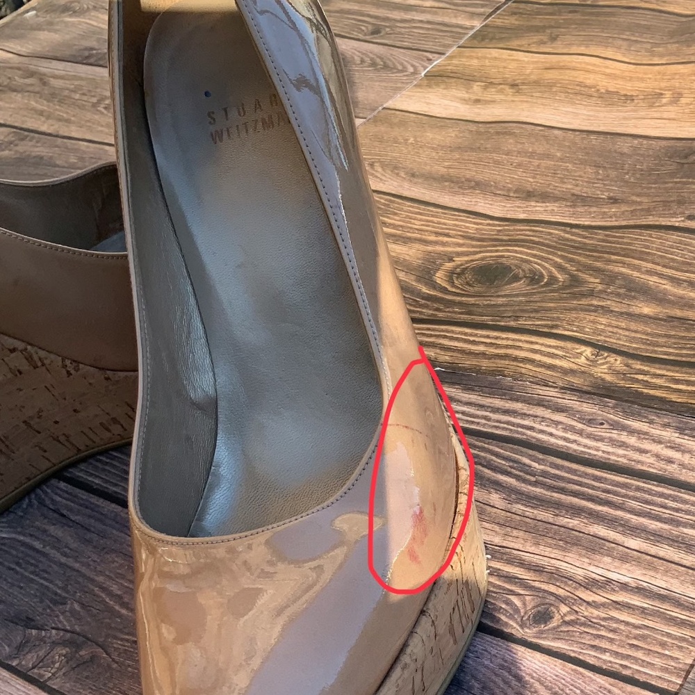 Stuart Weitzman Tan Patent Leather Wedges - Picture 8 of 9
